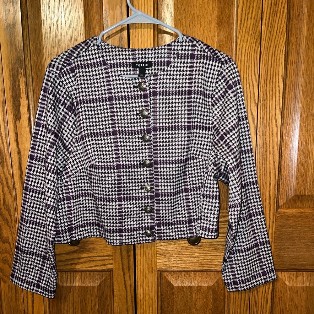 Torrid Studio Double Knit Cropped Collarless Jacket